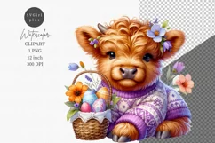 Easter clipart, Highland calf clipart, Cow clipart Product Image 1
