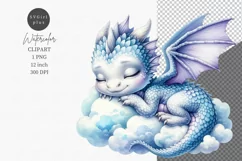 Dragon sleeping clipart, Fantasy clipart, Watercolor Product Image 1