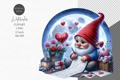 Gnome writing love letters, Gnome clipart, Valentines day. Product Image 1
