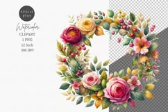 Wreath floral clipart, Flowers clipart, Spring clipart Product Image 1
