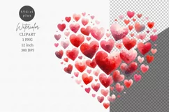 Valentines day, Heart clipart, Watercolor clipart Product Image 1
