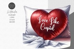Valentines Day clipart, Heart pillow clipart, Funny clipart Product Image 1