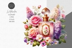 Vintage perfume bottle clipart, Woman clipart, Product Image 1