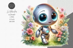 Baby robot clipart, Robot clipart, Watercolor clipart Product Image 1