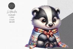 Badger clipart, Watercolor clipart, Animals clipart Product Image 1