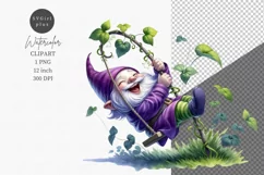 Happy gnome clipart, Gnome clipart, Watercolor clipart Product Image 1