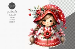 Valentines day clipart, Girl gnome clipart, Product Image 1