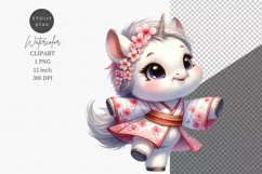 Unicorn dancing clipart, Fantasy clipart, Watercolor clipart Product Image 1