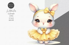 Bunny ballerina clipart, Watercolor clipart Product Image 1