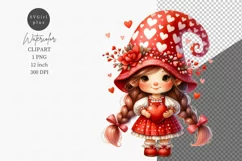Valentines day clipart, Girl gnome clipart, Product Image 1