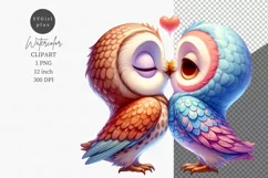 Owls clipart, Valentine Day, Spring clipart, Kiss Product Image 1