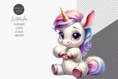 Valentines Day, Unicorn clipart, Heart clipart Product Image 1