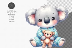 Koala with teddy bear clipart, Love clipart, Toy clipart Product Image 1