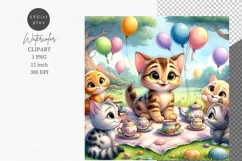 Kitten birthday clipart, Party clipart, Cat clipart Product Image 1
