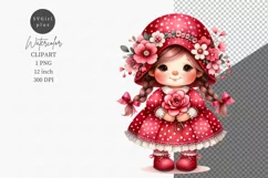 Valentines day clipart, Girl gnome clipart, Product Image 1