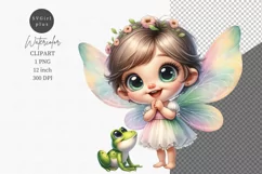 Fairy and frog clipart, Fantasy clipart Product Image 1