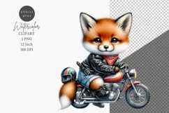 Fox biker, Fantasy clipart, Watercolor clipart, Product Image 1