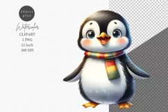 Cute clipart, Penguin clipart, Watercolor clipart Product Image 1