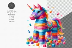 Unicorn pinata clipart, Birthday clipart Product Image 1