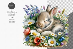 Baby bunny clipart, Spring clipart, Watercolor clipart Product Image 1