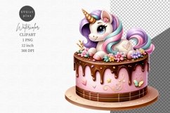 Unicorn cake clipart, Valentines Day, Birthday clipart Product Image 1