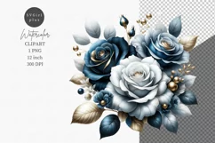 Gold and blue roses, Floral arrangement, Mother's day Product Image 1