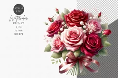 Valentines day, Bouquet roses clipart, Flowers clipart, Product Image 1