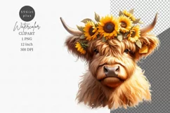 Highland calf clipart, Animals clipart, Summer clipart, Product Image 1