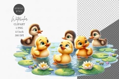 Ducklings clipart, Spring clipart, Watercolor clipart Product Image 1