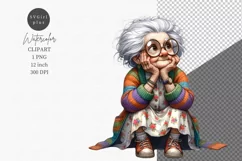 Funny grandma, Elderly woman, Mothers day, Sitting thinking Product Image 1