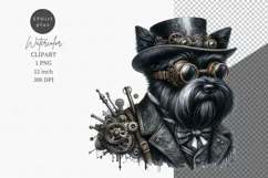 Steampunk clipart, Dog clipart, Watercolor clipart Product Image 1