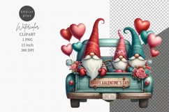 Valentines day, Gnomes clipart, Gnome on truck clipart Product Image 1