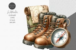 Hiking boots clipart, Watercolor clipart, Holiday Product Image 1