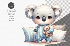 Koala with teddy bear clipart, Love clipart, Toy clipart Product Image 1
