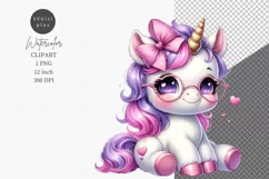 Valentines Day, Unicorn clipart, Heart glasses Product Image 1