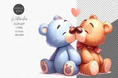 Two teddy bears in love, Valentine's Day, Kiss clipart Product Image 1