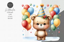 Party animals, Teddy bear clipart, Birthday clipart Product Image 1