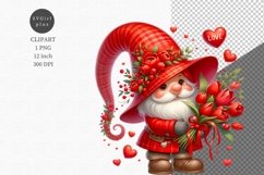 Valentines Day gnome clipart, Gnome clipart Product Image 1