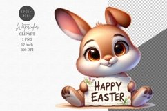 Bunny clipart, Happy Easter sign, Easter clipart, Spring Product Image 1