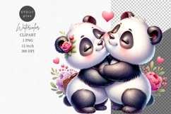 Pandas clipart, Spring clipart, Valentines Day, Family Product Image 1