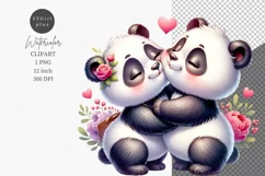 Pandas clipart, Spring clipart, Valentines Day, Family Product Image 1