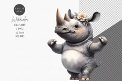 Funny clipart, Rhinoceros dancing clipart, Birthday, Funny Product Image 1
