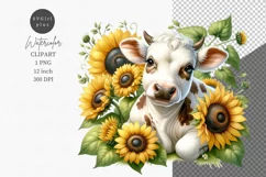 Summer clipart, Cow clipart, Sunflowers clipart Product Image 1