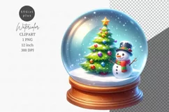 Snow globe clipart, Watercolor clipart, Snowman clipart Product Image 1