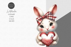 Valentines day, Bunny clipart, Bunny holding heart, Product Image 1