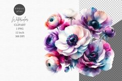 Ranunculus clipart, Flowers sublimation, Spring clipart Product Image 1
