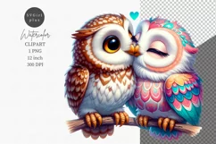 Owls clipart, Valentine Day, Spring clipart, Kiss Product Image 1