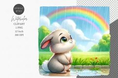Baby and rainbow clipart, Spring clipart, Watercolor Product Image 1