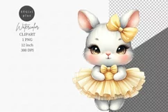 Bunny ballerina clipart, Watercolor clipart Product Image 1