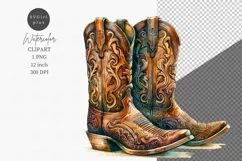 Cowboy boots clipart, Western clipart, Watercolor clipart Product Image 1